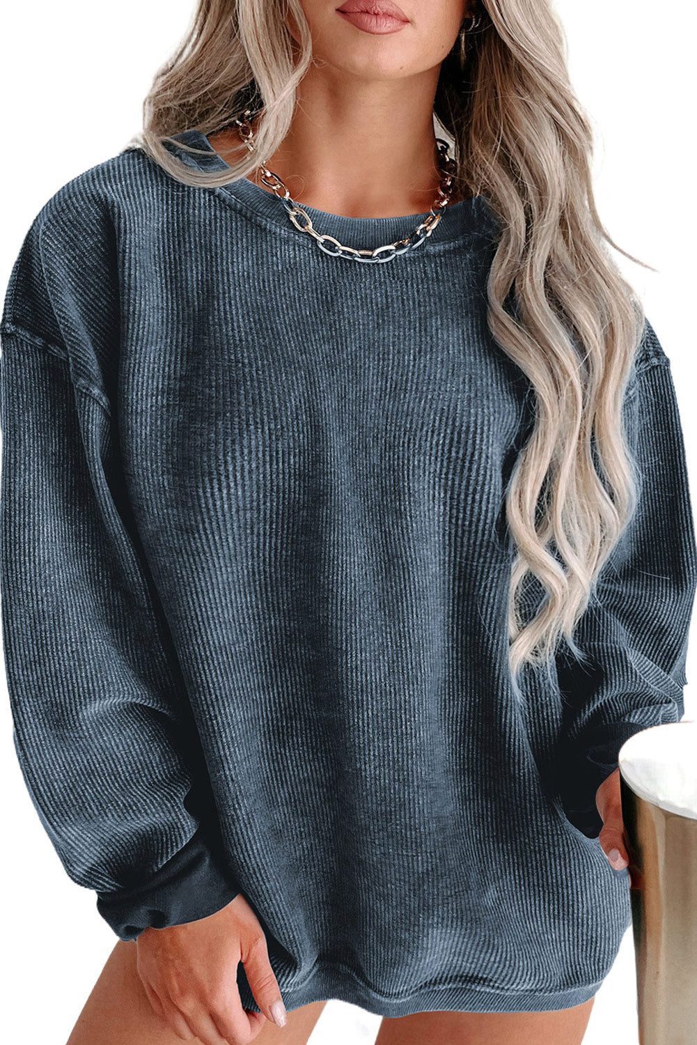 Corded Crew Neck Sweatshirt