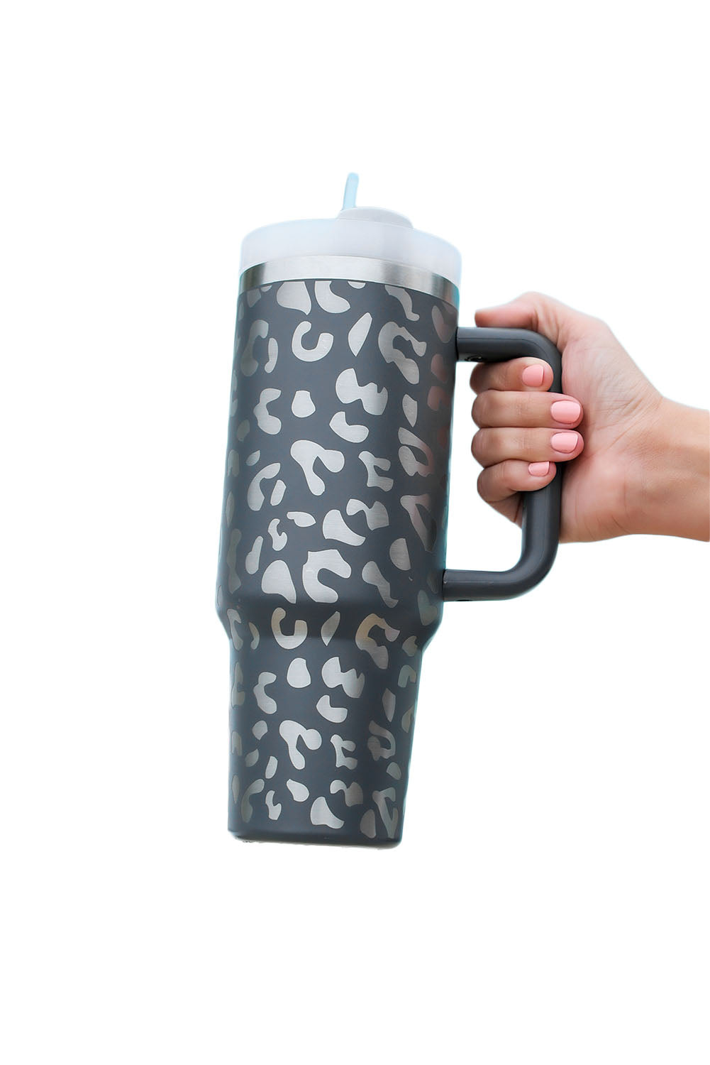 Leopard Print Stainless Steel Portable Cup with Handle