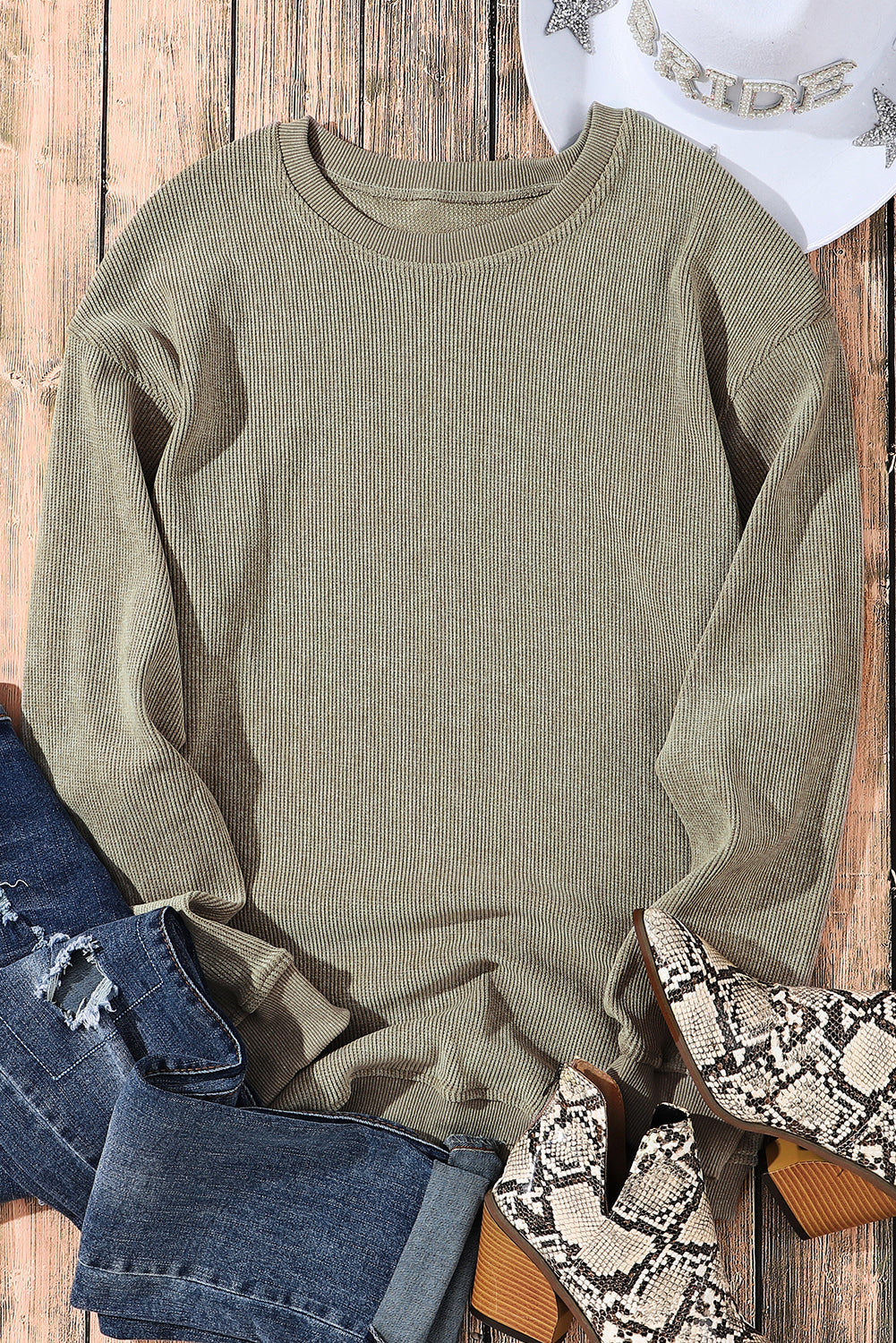 Corded Crew Neck Sweatshirt