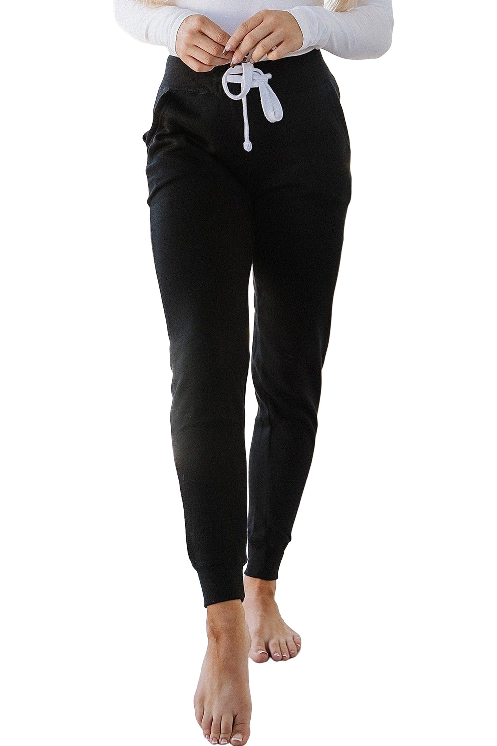 Navy Blue Drawstring Waist Pocketed Joggers