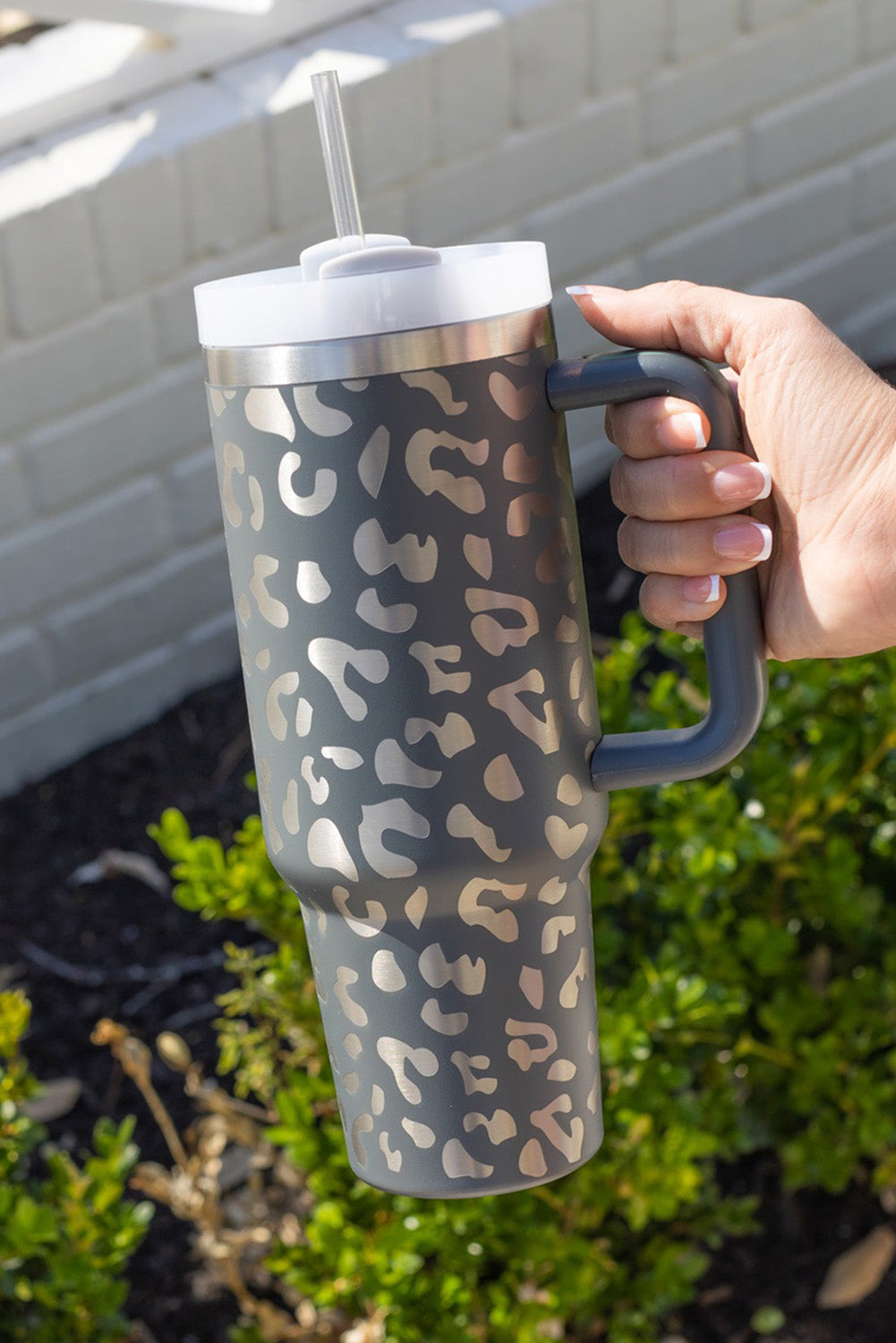 Leopard Print Stainless Steel Portable Cup with Handle