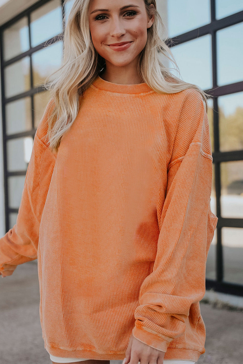 Ribbed Corded Oversized Sweatshirt - Multiple Colors Oversized Sweatshirt