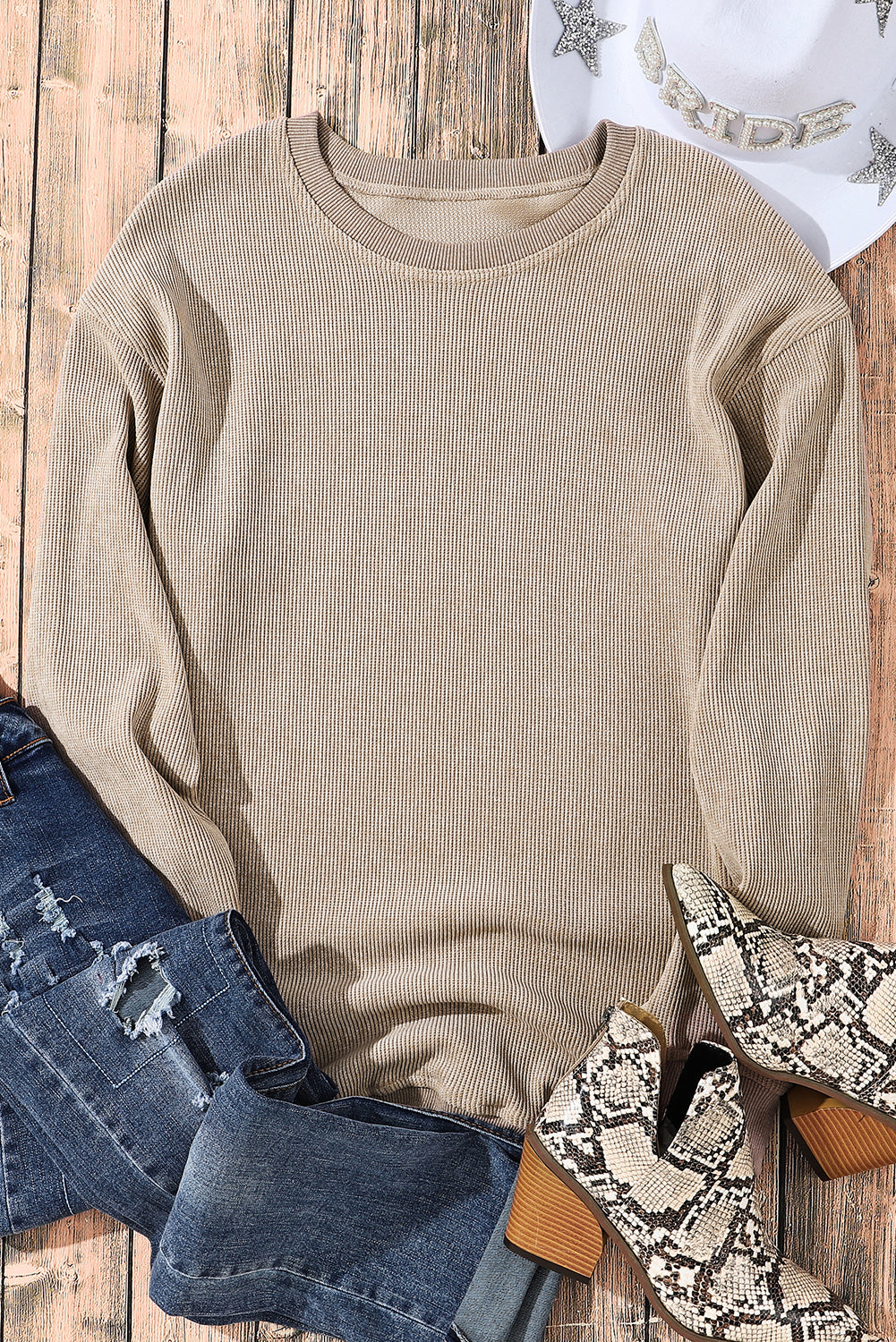 Corded Crew Neck Sweatshirt