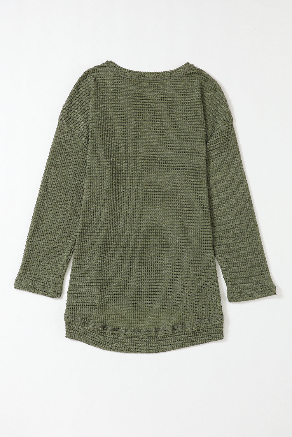 Moss Green Plus Size Textured Knit Long Sleeve Top