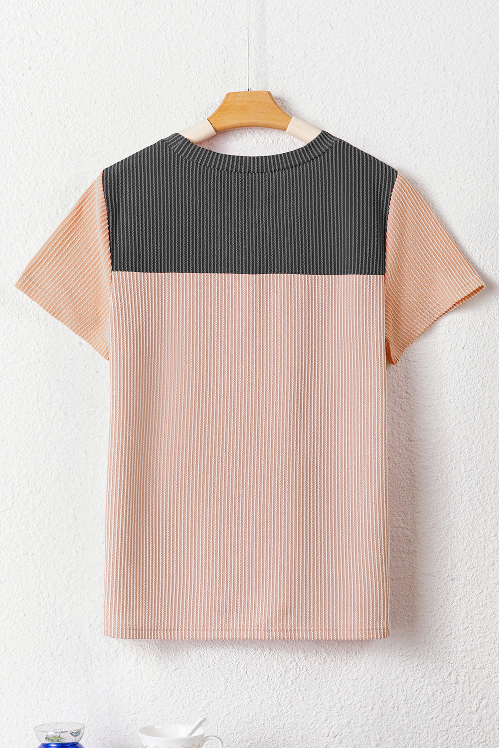 Rib Textured Colorblock T Shirt