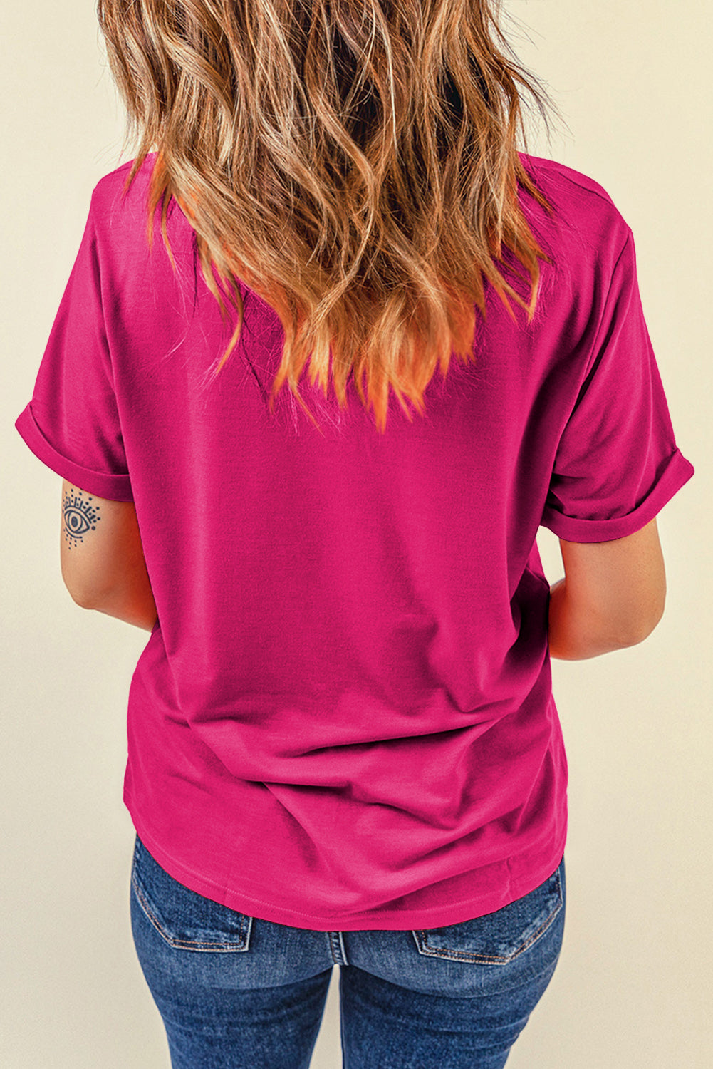 Casual Plain Crew Neck Tee