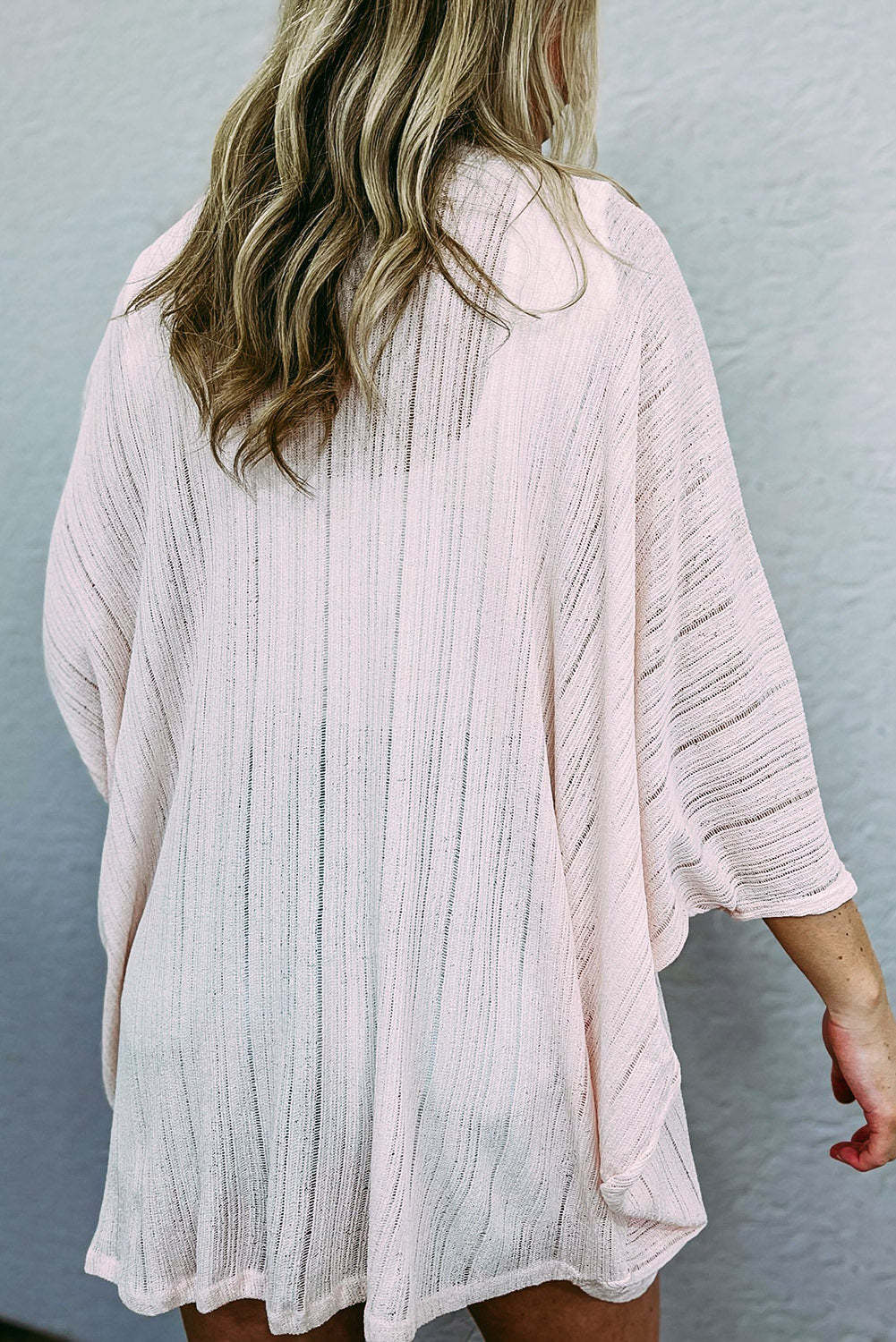 Pink Sheer Lightweight Knit Long Sleeve Cardigan