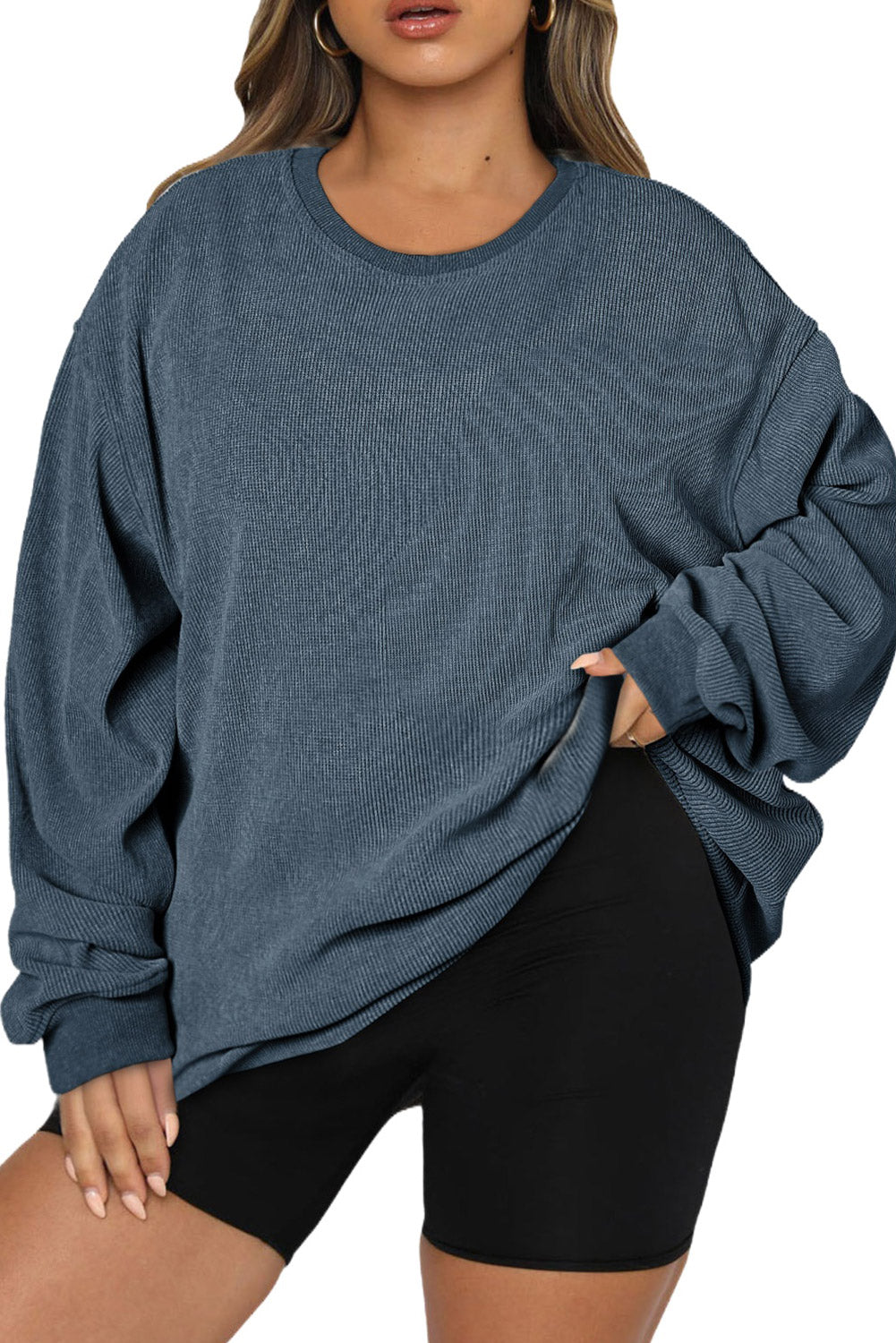 Corded Crew Neck Sweatshirt