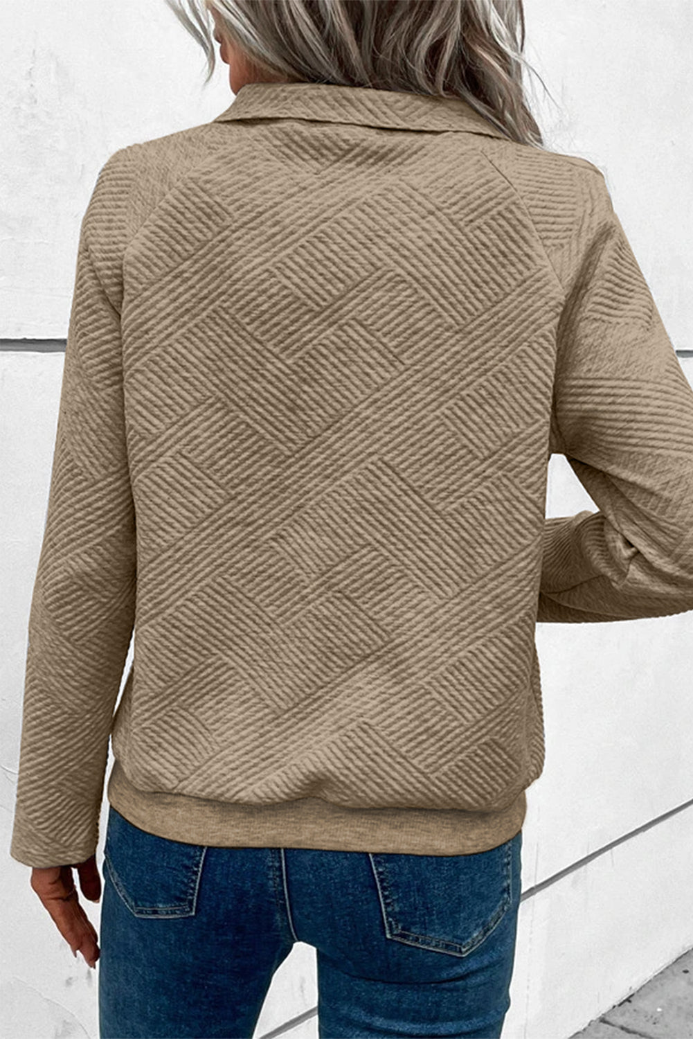 Textured Knit Buttoned Kangaroo Pocket Sweatshirt