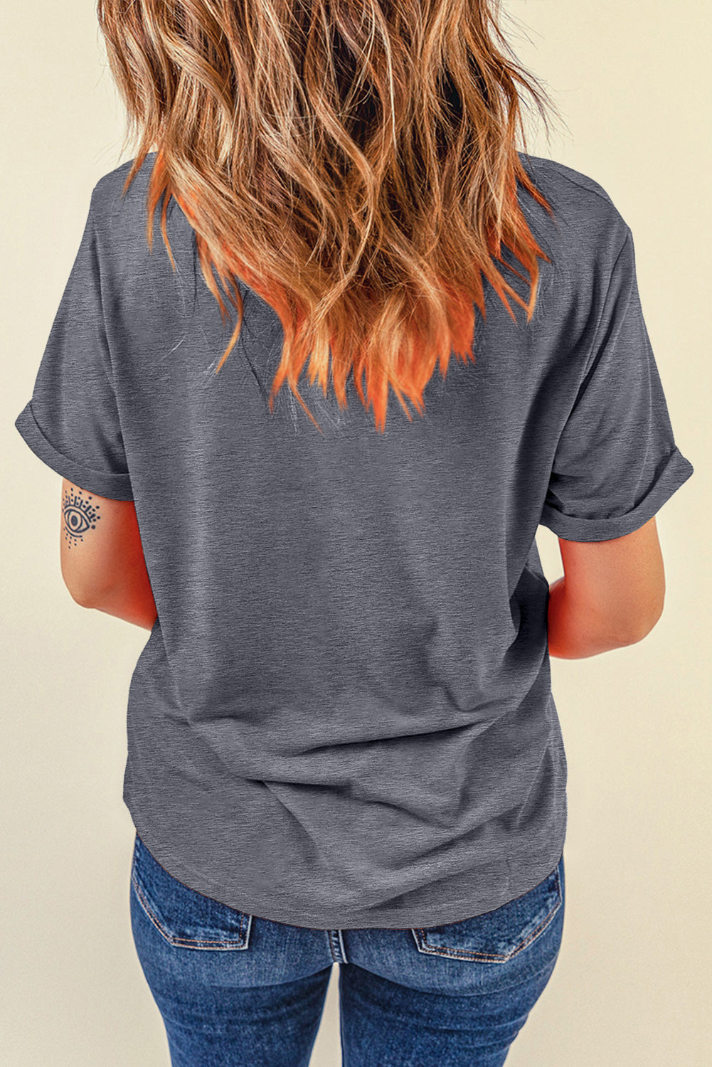 Casual Plain Crew Neck Tee