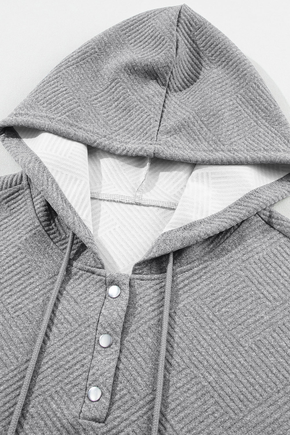 Textured Knit Buttoned Kangaroo Pocket Sweatshirt