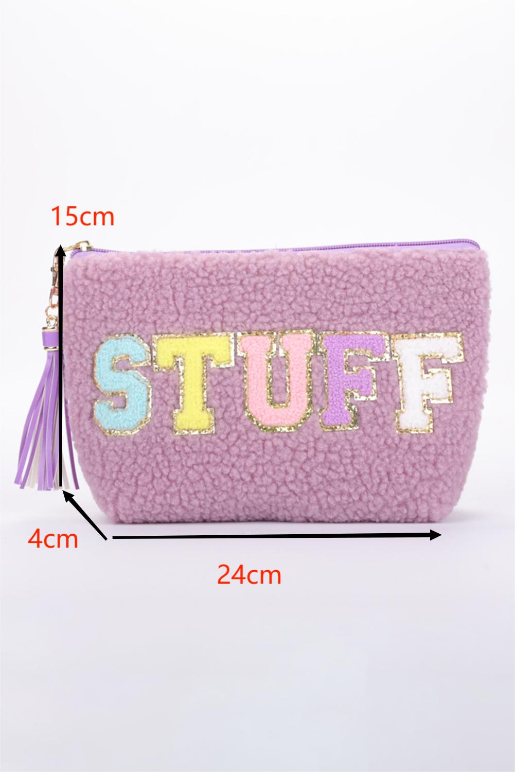 Sparkle Letter Pattern Tassel Zipper Makeup Bag