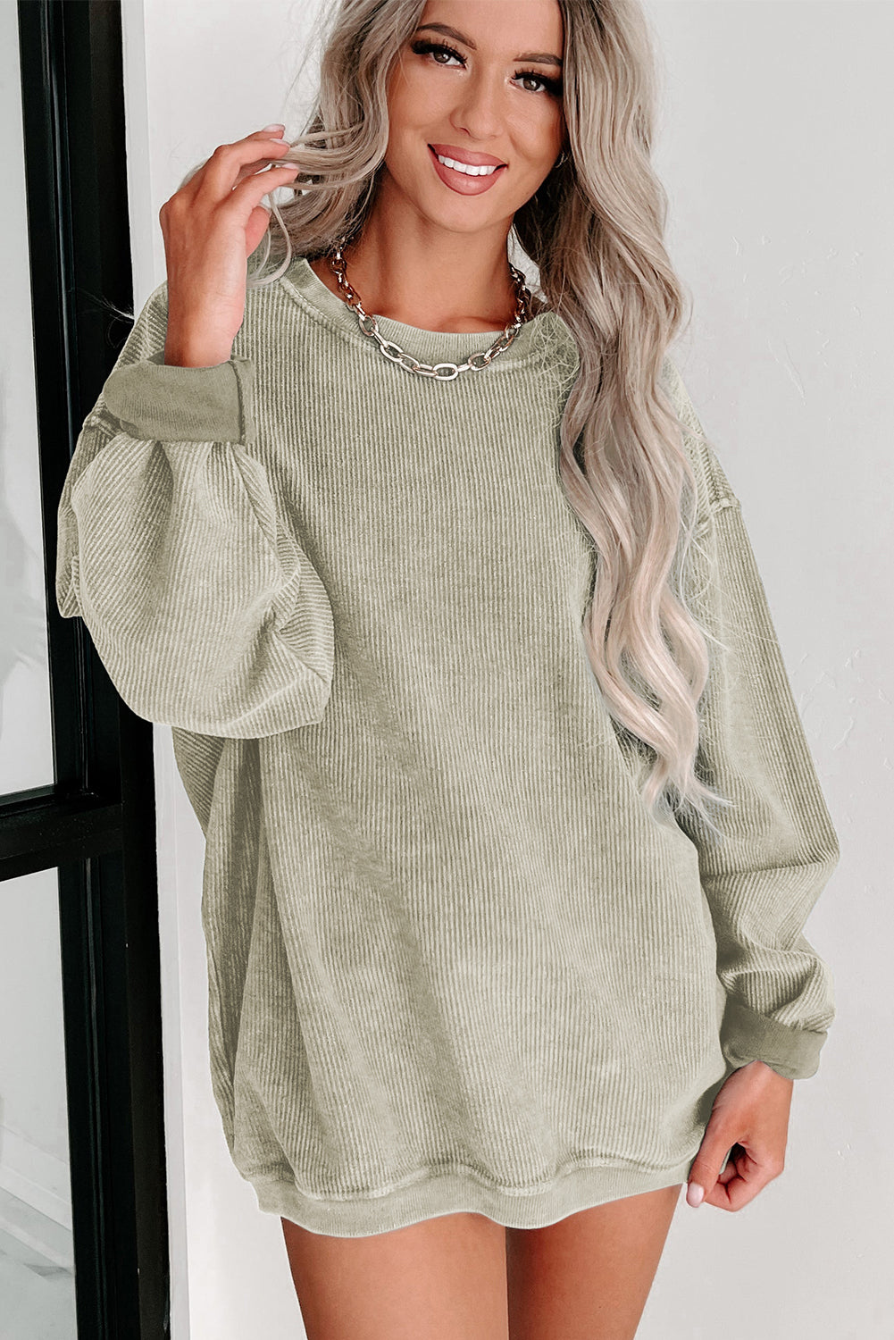 Corded Crew Neck Sweatshirt