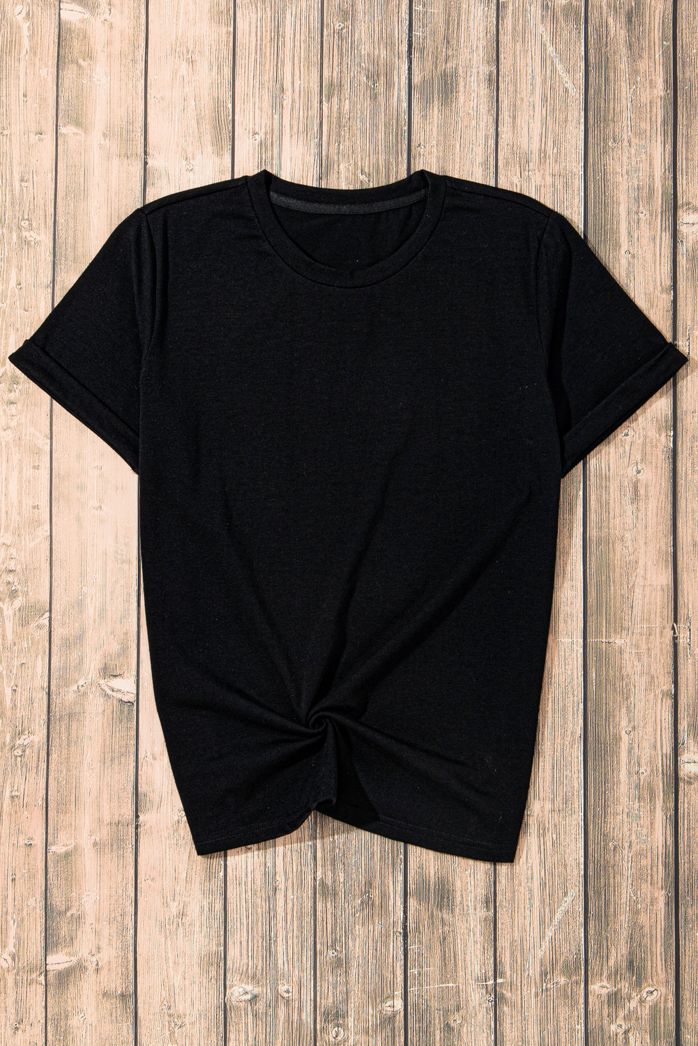 Khaki Casual Plain Crew Neck Tee