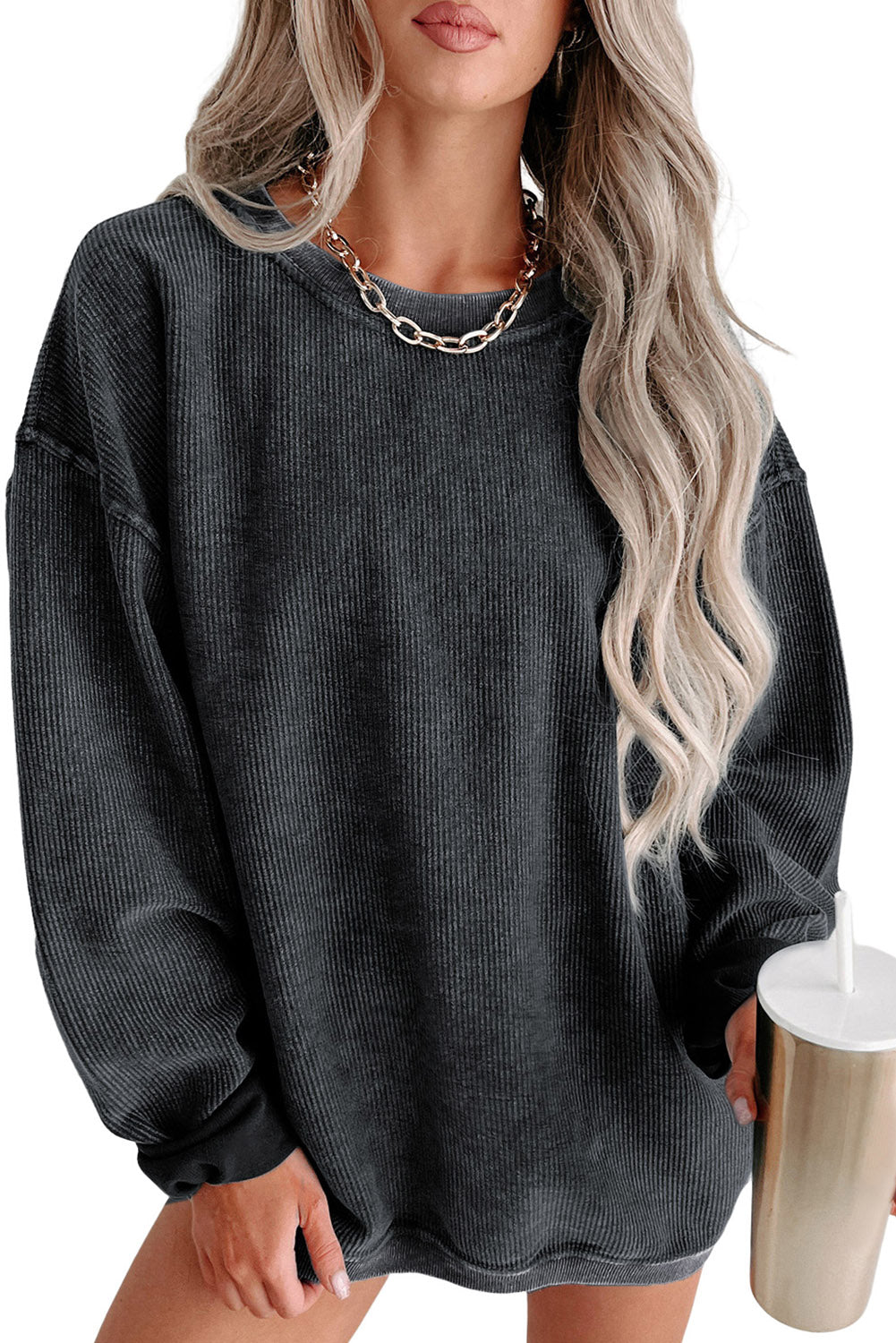 Corded Crew Neck Sweatshirt