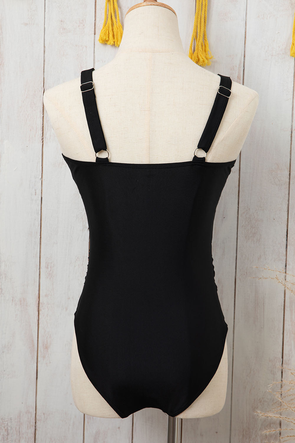 Mesh Insert V Neck High Waist Monokini