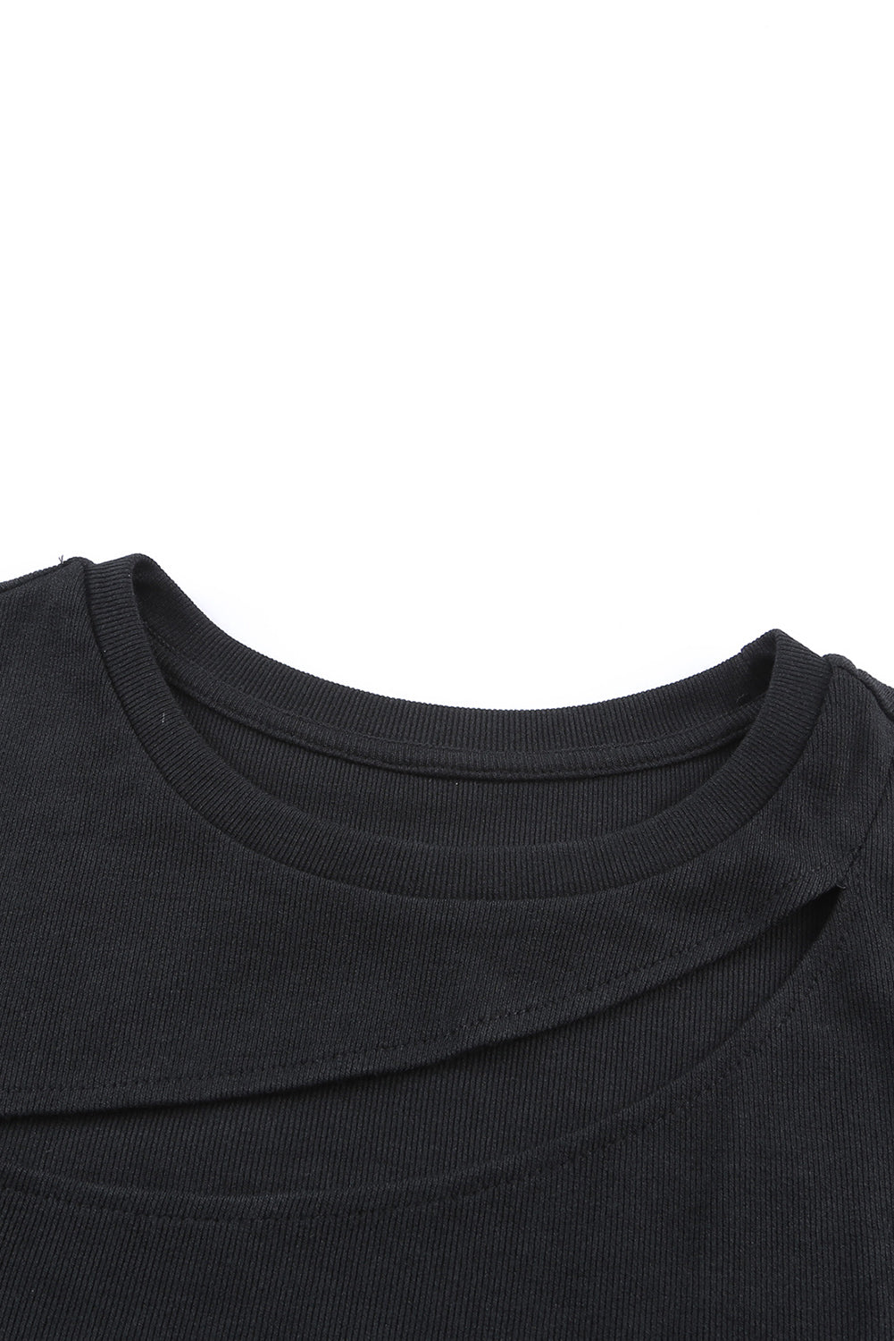 Black Slash Cutout Cap Sleeve T Shirt