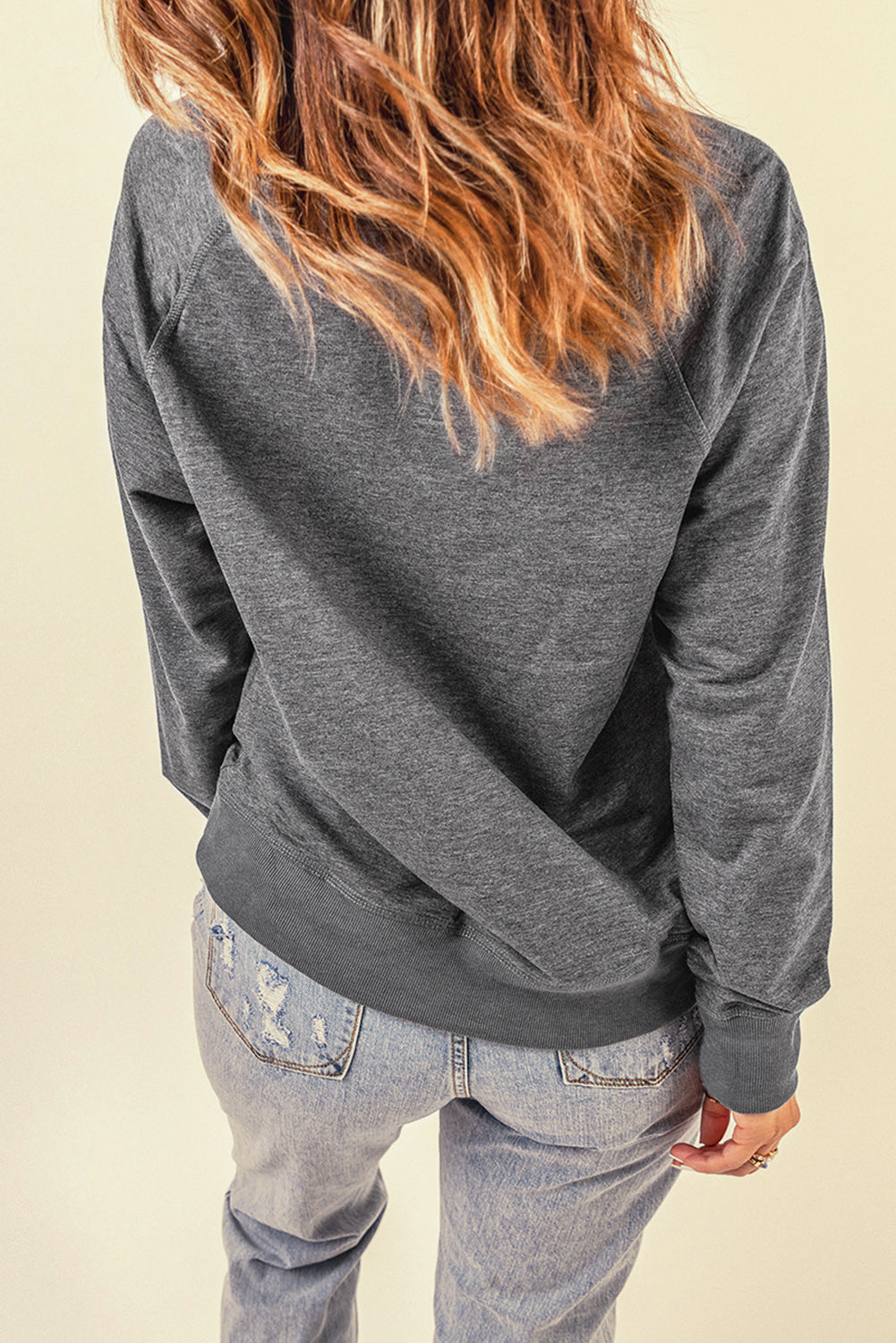 French Terry Cotton Blend Pullover Sweatshirt