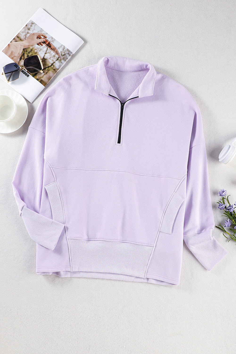 Oversized Quarter-Zip Pullover Sweatshirt