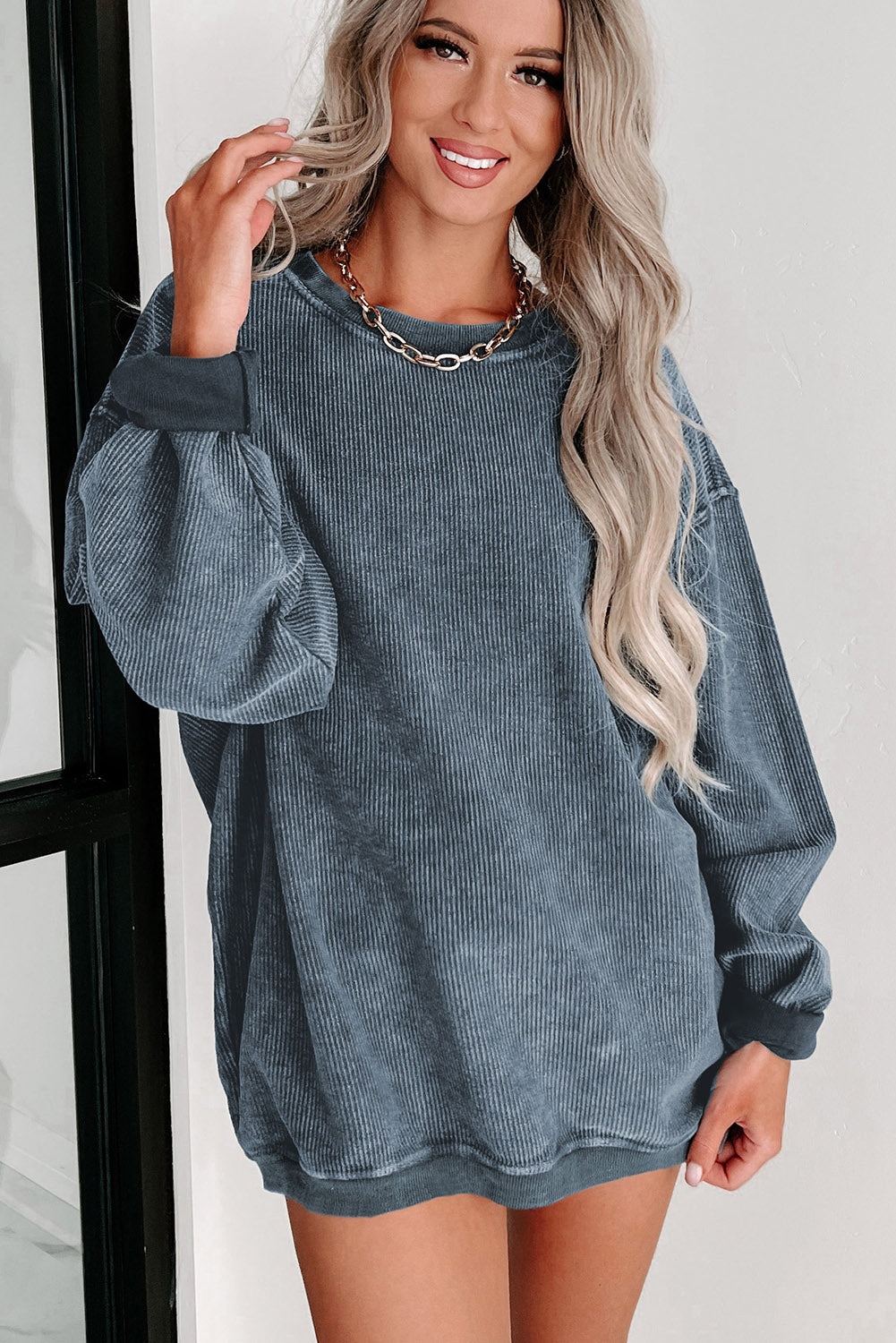 Corded Crew Neck Sweatshirt