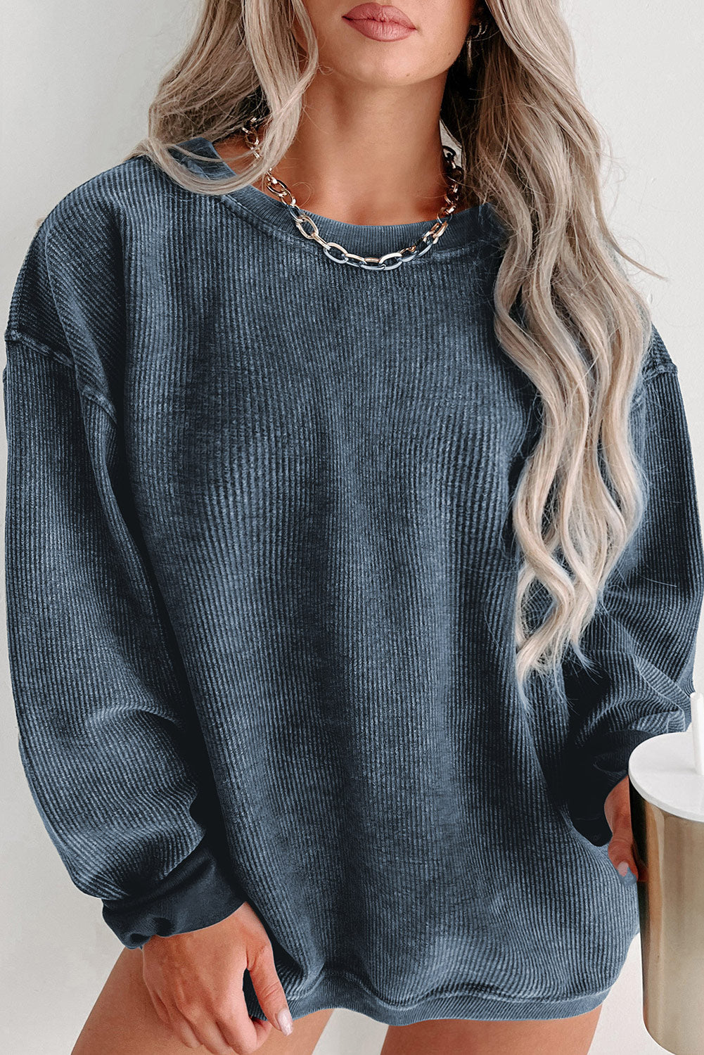 Corded Crew Neck Sweatshirt