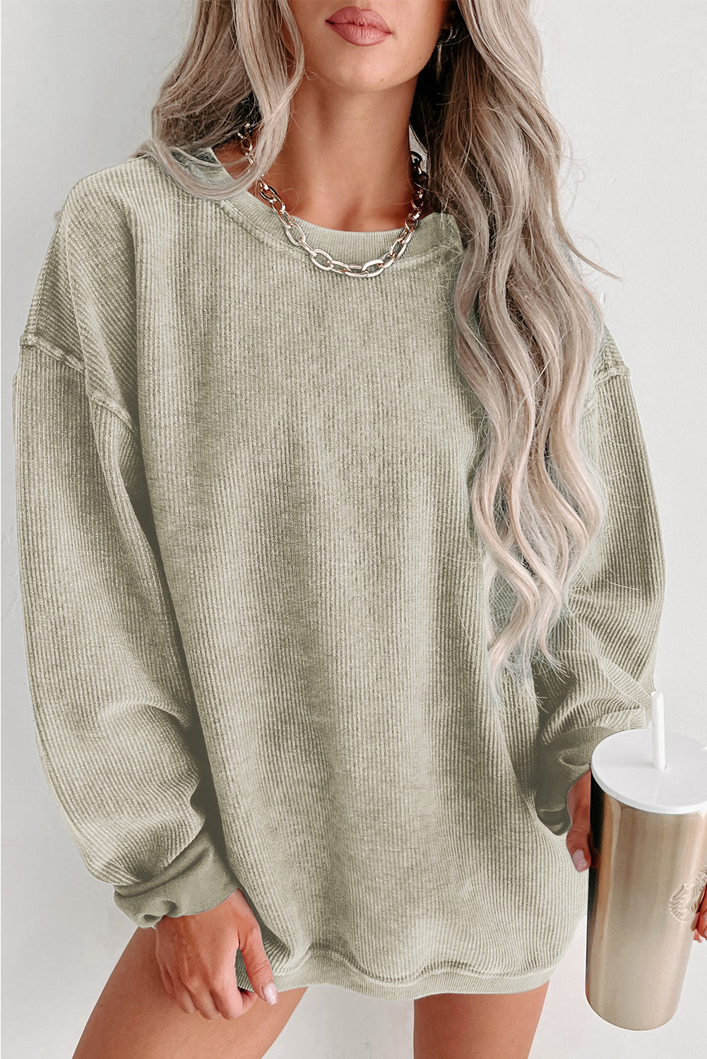 Corded Crew Neck Sweatshirt