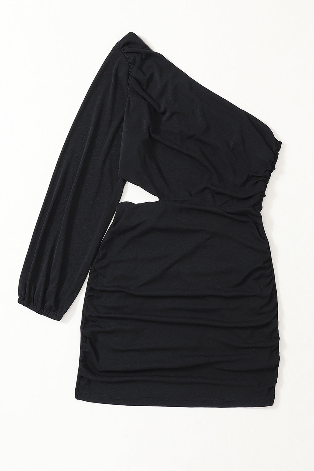 Black  Asymmetric One Shoulder Cutout Bodycon Dress